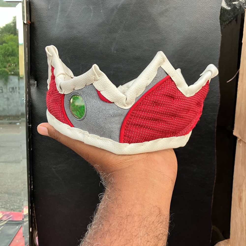 Kids Red and Gray Crown Shoes